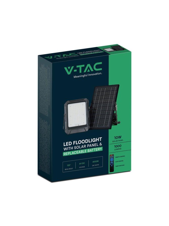 Naświetlacz LED solarny V-TAC 10W pilot auto timer IP65 czarny VT-55W 4000K 1000lm