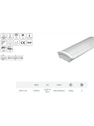 OPRAWA ŚWIETLÓWKOWA KLOSZOWA DO LED T8 OSPTL 2X18 ANLUX 2