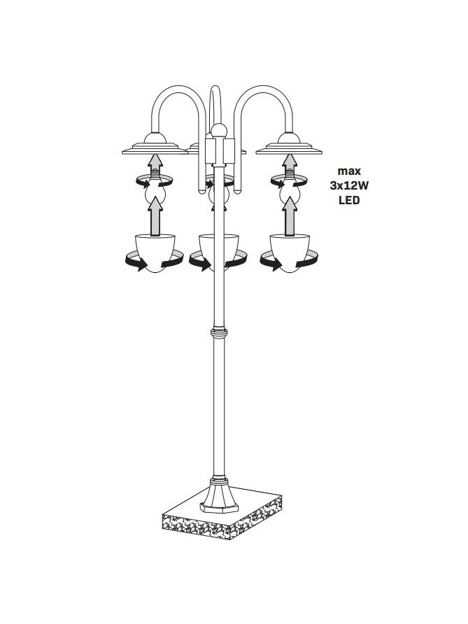Latarnia parkowa retro DAKOTA 2,1m czarna 323934 - LEDco.pl