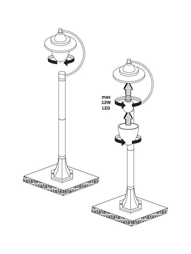 Lampa ogrodowa zamkowa retro czarna zagięta - LEDco.pl