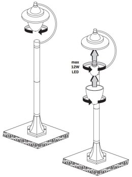 Lampa ogrodowa zamkowa retro czarna zagięta - LEDco.pl