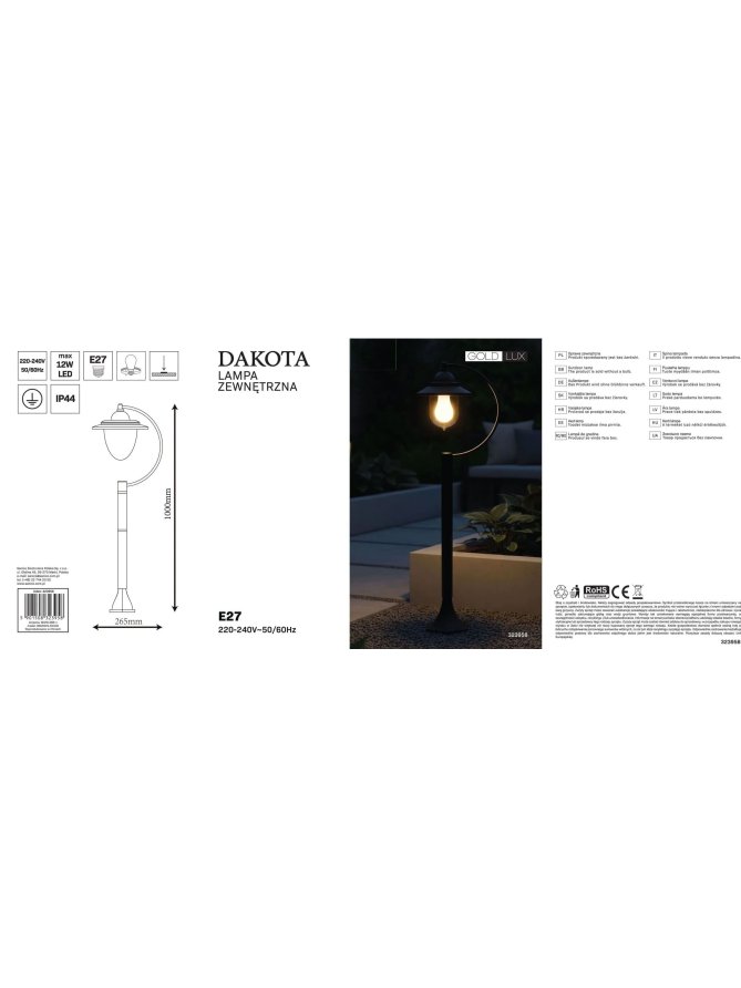 Lampa ogrodowa zamkowa retro czarna zagięta - LEDco.pl