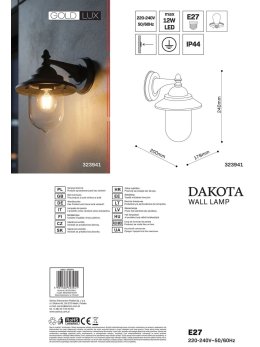 Kinkiet ogrodowy DAKOTA do dołu czarny 323941 GoldLux LEDco.pl
