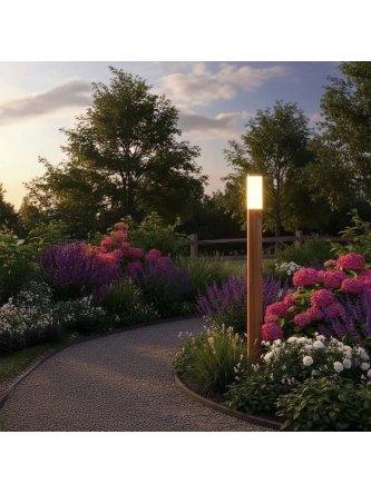 Lampa ogrodowa drewniana w kolorze brąz LIVIA - LEDco.pl 2