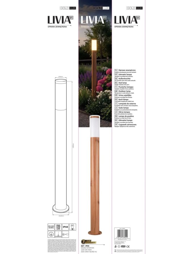 Lampa ogrodowa drewniana w kolorze brąz LIVIA - LEDco.pl