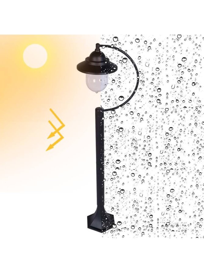 Lampa ogrodowa zamkowa retro czarna zagięta - LEDco.pl