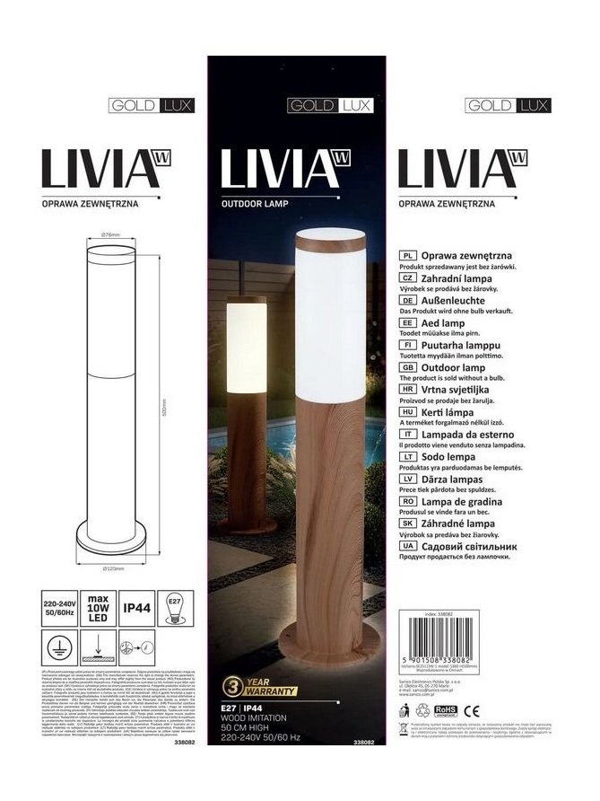 Lampa ogrodowa drewniana w kolorze brąz LIVIA - LEDco.pl