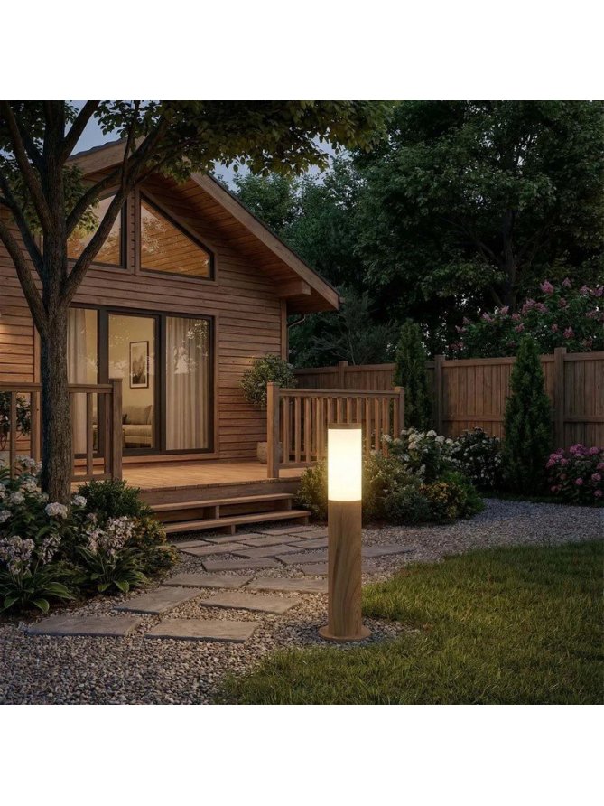 Lampa ogrodowa drewniana w kolorze brąz LIVIA - LEDco.pl