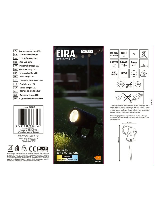 Lampa wbijana regulowana reflektor z wąskim kątem świecenia - LEDco.pl