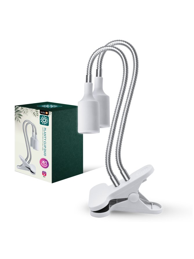 Lampka biurkowa PLANTY CLIP W DUO 2xE27 biała Kobi Design