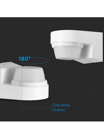 Czujnik ruchu podczerwień ścienny biały 240st 1000W LED IP65 V-TAC VT-81008 5 lat gwarancji 2