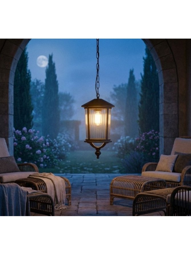 Lampa wisząca na taras MIAMI retro lampa ogrodowa wisząca na pergolę