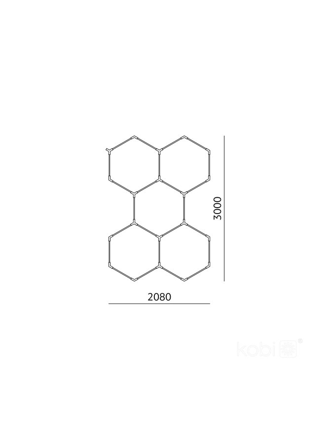 Oprawa sufitowa LED HEXLINE 208x300cm 6500K Kobi