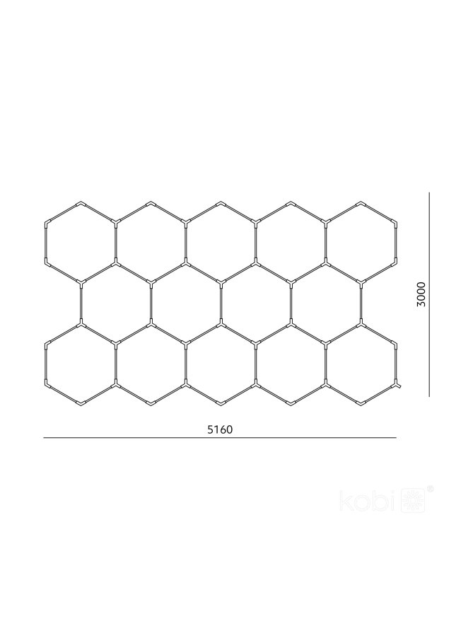 Oprawa sufitowa LED HEXLINE 300x516cm 6500K Kobi