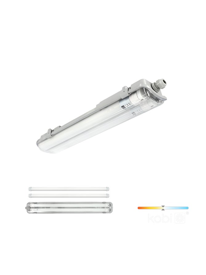Zestaw HERMETIC G2 2x60 + 2x LED T8 9W 4000K IP65 Kobi