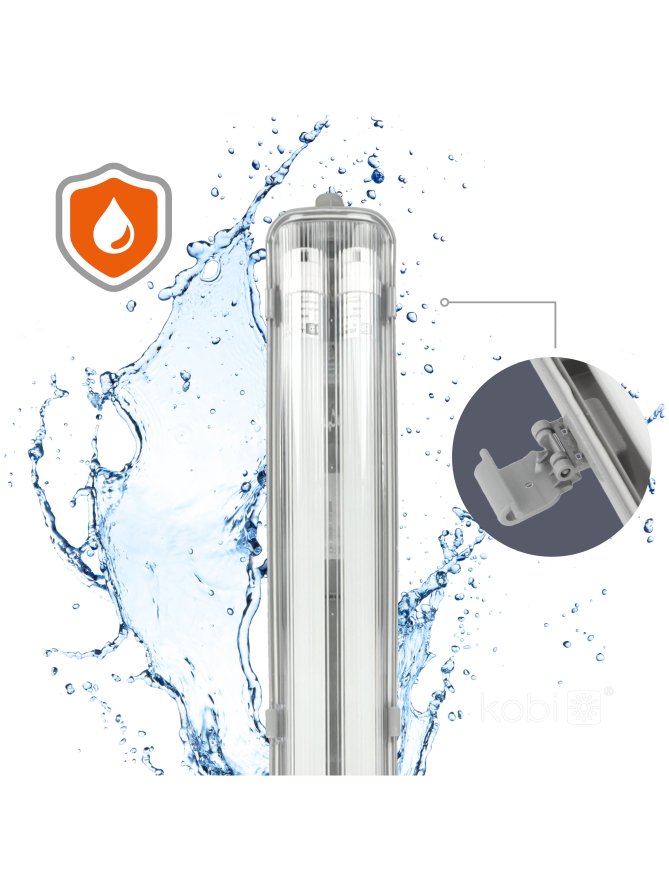 Zestaw HERMETIC G2 2x60 + 2x LED T8 9W 4000K IP65 Kobi