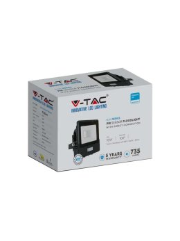 Naświetlacz LED V-TAC 10W SAMSUNG CHIP czujnik ruchu czarny Z mufą VT-118S 3000K 735lm 5 lat gwarancji
