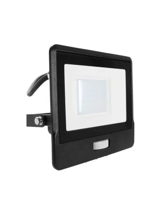 Naświetlacz LED V-TAC 30W SAMSUNG CHIP czujnik ruchu czarny przewód 1M VT-138S-1 6400K 2340lm 5 lat gwarancji