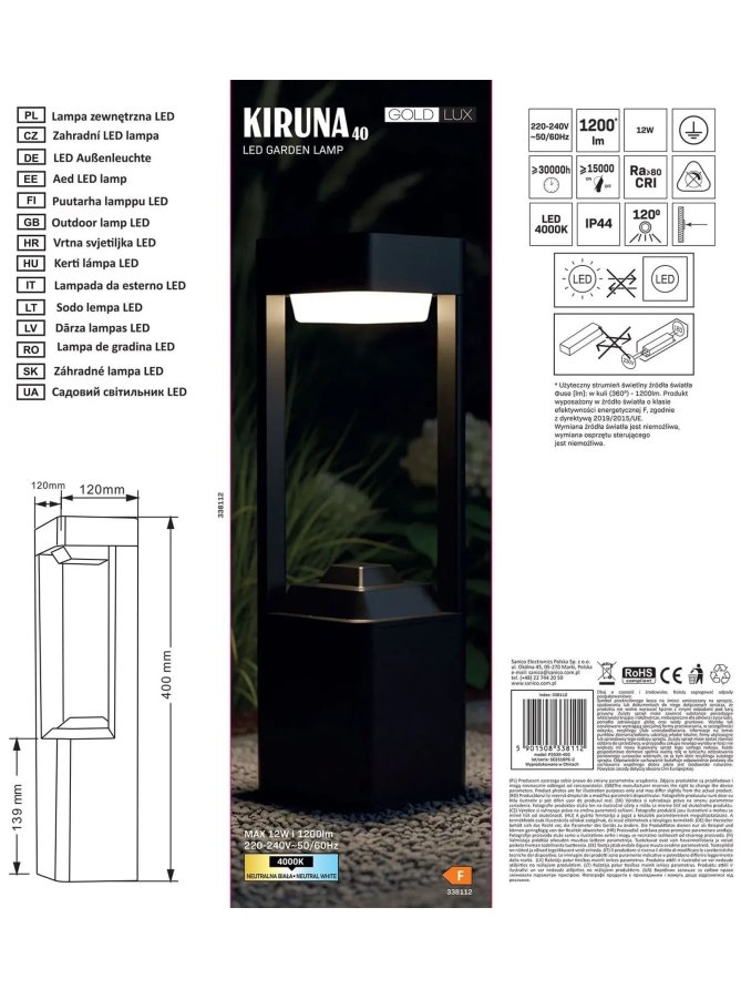 Lampa ogrodowa stojąca słupek nowoczesny z prześwitem - LEDco.pl