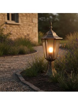 Lampa ogrodowa stojąca retro LIGURIA złota 201973 - LEDco.pl