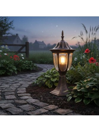 Lampa ogrodowa niska retro złota klasyczna FLORENCJA 302588 - LEDco.pl 2