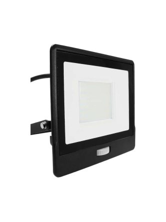 Naświetlacz LED V-TAC 50W SAMSUNG CHIP czujnik ruchu czarny przewód 1M VT-158S-1 6400K 4000lm 5 lat gwarancji