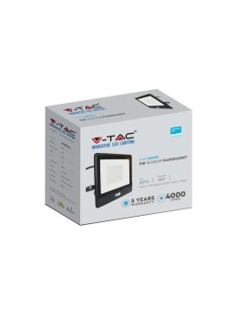 Naświetlacz LED V-TAC 50W SAMSUNG CHIP czujnik ruchu czarny przewód 1M VT-158S-1 6400K 4000lm 5 lat gwarancji