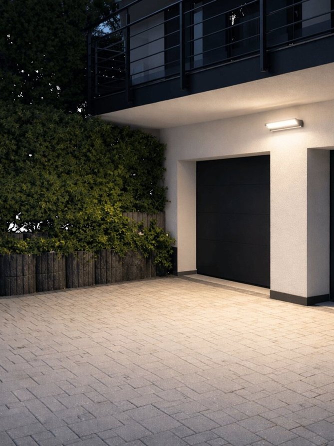 Kinkiety zewnętrzne z czujnikiem ruchu lampa nad garaż 50W na pilot LEDco.pl
