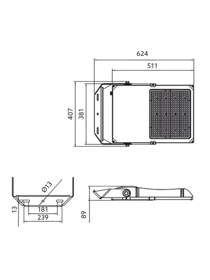 Naświetlacz LED halogen zewnętrzny US 500W 5000K IP66 60° DIM Kobi Pro 001869
