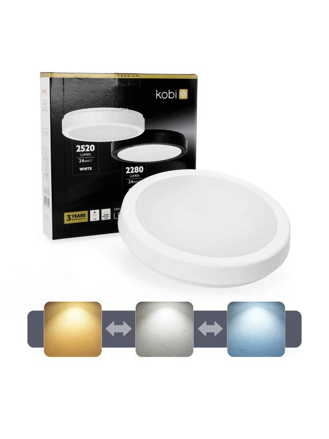 Plafon LED sufitowy NAIROS G2 24W 3CCT IP65 biały Kobi Premium 