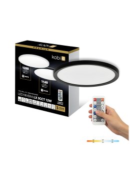 Plafon LED sufitowy NIVERA CIRCLE 12W 3CCT LX IP54 czarny Kobi Premium 