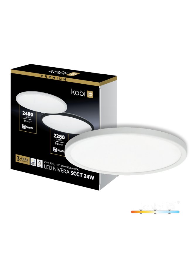 Plafon LED sufitowy NIVERA CIRCLE 24W 3CCT IP54 biały Kobi Premium 