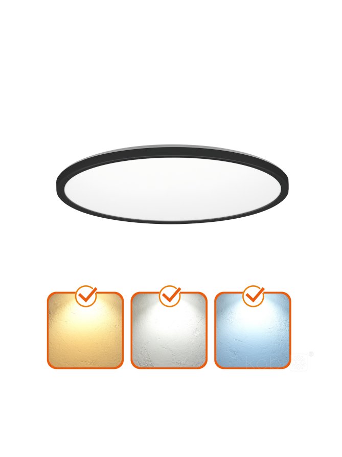 Plafon LED sufitowy NIVERA CIRCLE 32W 3CCT IP54 czarny Kobi Premium 