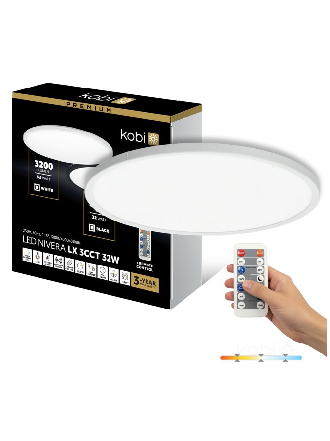 Plafon LED sufitowy NIVERA CIRCLE 32W 3CCT LX IP54 biały Kobi Premium 