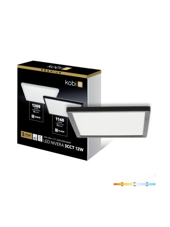 Plafon LED sufitowy NIVERA SQUARE 12W 3CCT IP54 czarny Kobi Premium 