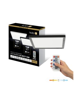 Plafon LED sufitowy NIVERA SQUARE 12W 3CCT LX IP54 czarny Kobi Premium 
