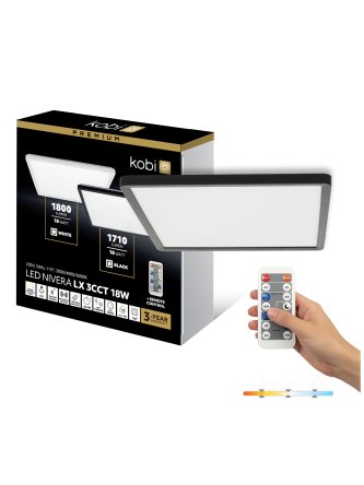 Plafon LED sufitowy NIVERA SQUARE 18W 3CCT LX IP54 czarny Kobi Premium 