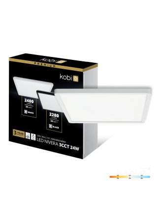 Plafon LED sufitowy NIVERA SQUARE 24W 3CCT IP54 biały Kobi Premium 