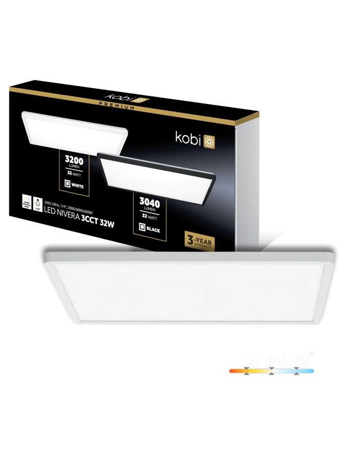 Plafon LED sufitowy NIVERA SQUARE 32W 3CCT IP54 biały Kobi Premium 