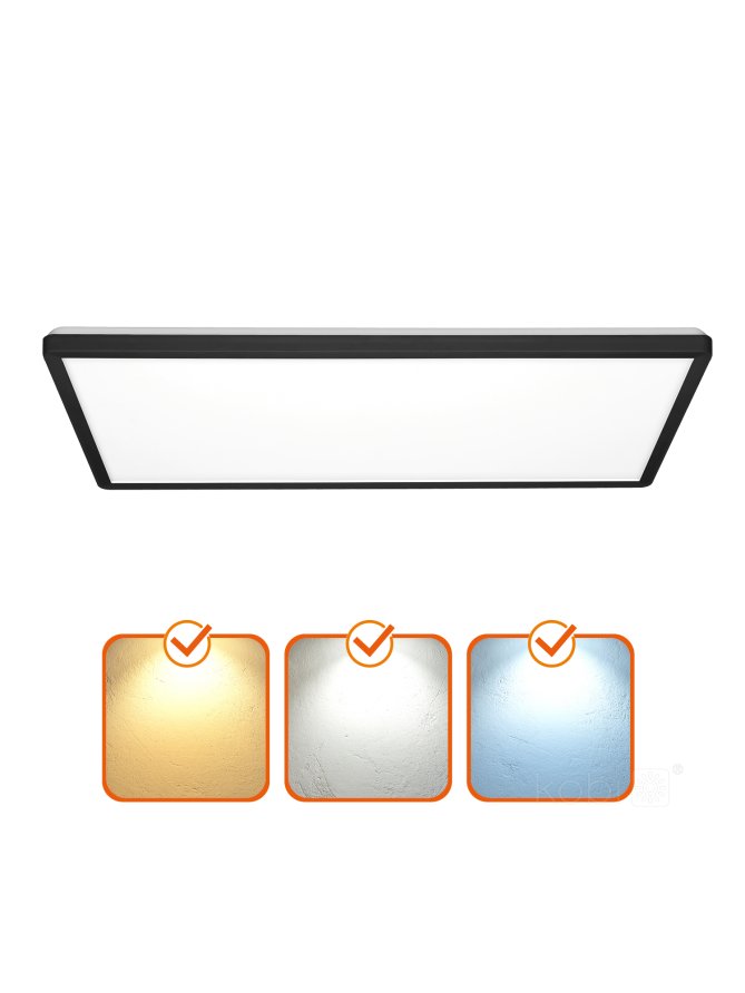 Plafon LED sufitowy NIVERA SQUARE 32W 3CCT IP54 czarny Kobi Premium 