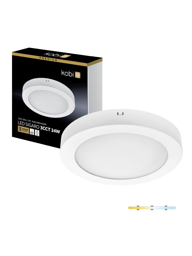 Plafon LED sufitowy SIGARO CIRCLE 24W 3CCT Kobi Premium 