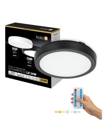 Plafon z czujnikiem ruchu LED NAIROS G2 24W 3CCT LX IP65 czarny Kobi Premium 