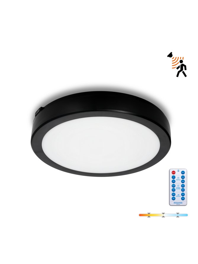 Plafon z czujnikiem ruchu LED NAIROS G2 24W 3CCT LX IP65 czarny Kobi Premium 
