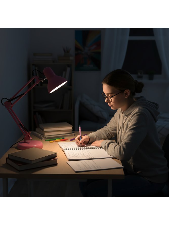 Lampka biurkowa AURIQ 1xE27 różowa LED2B 