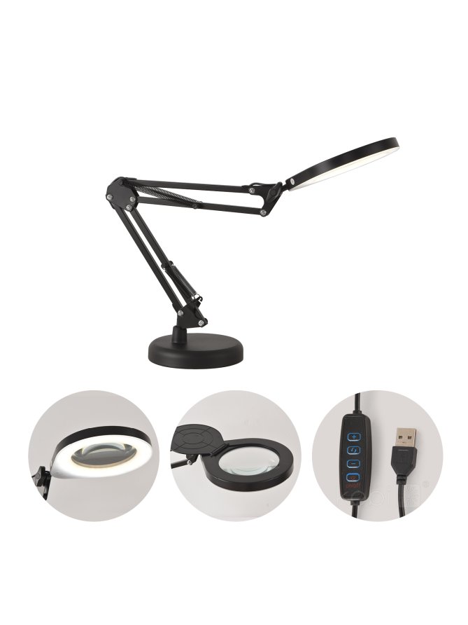 Lampka biurkowa LED AURIQ LOUPE 10W 3CCT czarna LED2B 