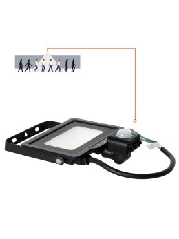 Naświetlacz zewnętrzny z czujnikiem ruchu PIR LED MHC 20W 4000K IP65 czarny LED2B 
