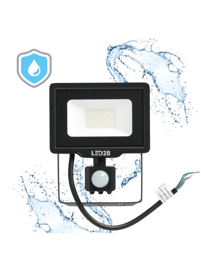 Naświetlacz zewnętrzny z czujnikiem ruchu PIR LED MHC 20W 6500K IP65 czarny LED2B 