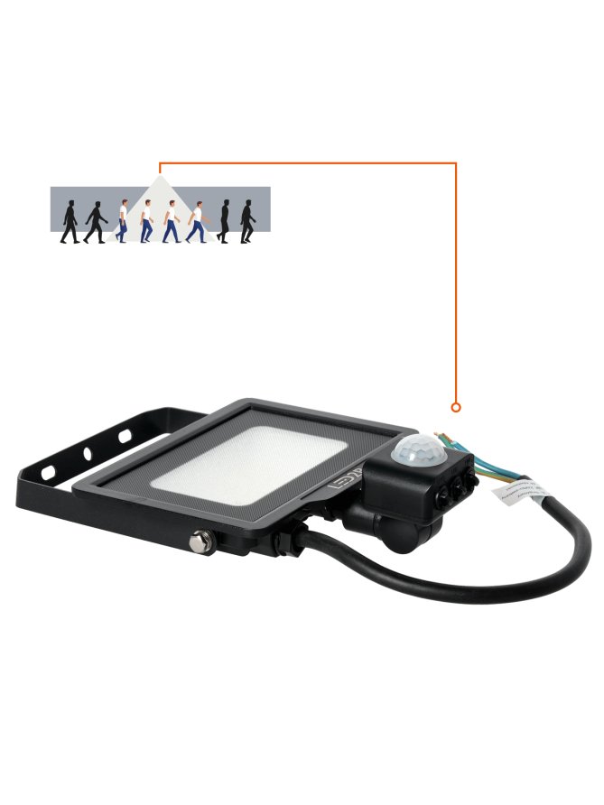 Naświetlacz zewnętrzny z czujnikiem ruchu PIR LED MHC 20W 6500K IP65 czarny LED2B 