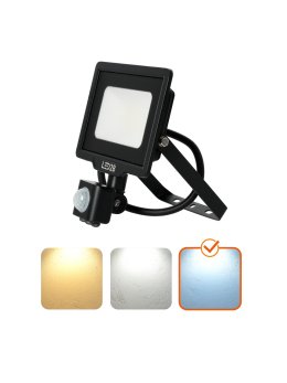 Naświetlacz zewnętrzny z czujnikiem ruchu PIR LED MHC 20W 6500K IP65 czarny LED2B 