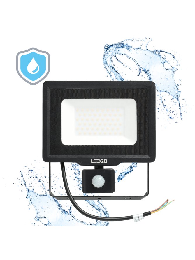 Naświetlacz zewnętrzny z czujnikiem ruchu PIR LED MHC 50W 4000K IP65 czarny LED2B 